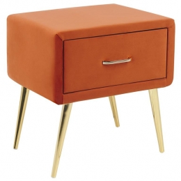 Beliani-FLAYAT-Nachtkastje-Oranje-Fluweel