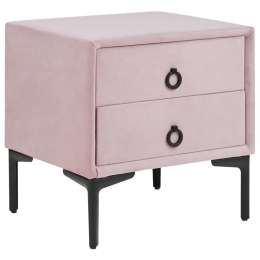 Beliani-SEZANNE-Nachtkastje-Roze-Fluweel