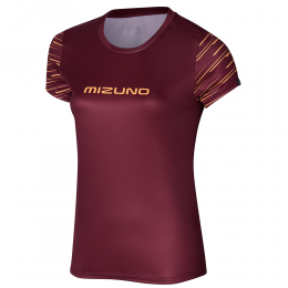 MizunoAthleticsGraphicTeeCabernetDamesMaatL