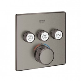 InbouwkraanGroheGrohthermSmartControlThermostaatkraanmet3-wegOmstellingVierkantHardGraphiteGeborsteld