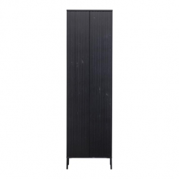 WOOODNewGravureHogeOpbergkastB60cm-Eiken-Zwart