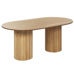 Beliani-SHERIDAN-Eettafel-Lichtehoutkleur-MDF