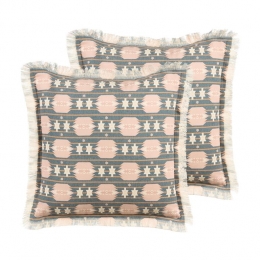 Beliani-DIANTHUS-Sierkussensetvan2-GrijsBeige-60x60cm-Polyester