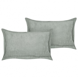 Beliani-ZINNIA-Sierkussensetvan2-Groen-47x27cm-Corduroy