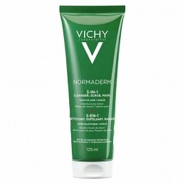 VichyNormaderm3-in-1ReinigingScrubMaskervooreenAcneGevoeligeHuid125ml