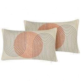Beliani-GERBERA-Sierkussensetvan2-Beige-30x50cm-Polyester