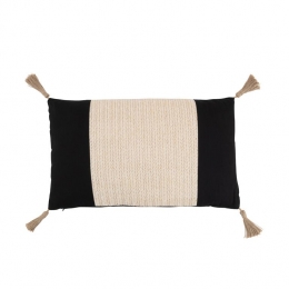 J-LinekussenGewevenRechthoek-polyester-zwartbeige
