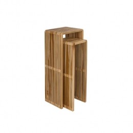 HousecraftLivingDjiaPlantenstandaardPlantenzuilbinnenTeakHout-Setvan2-Bruin
