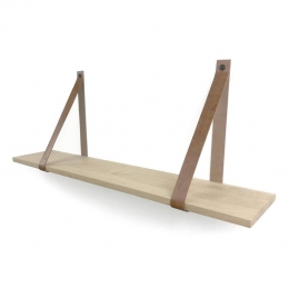 WoodbrothersEiken18mmwandplankrecht60x30cmlerenriemcognac