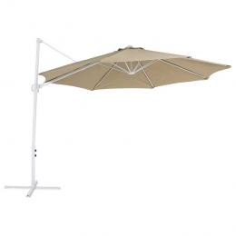 Beliani-SAVONAII-Zweefparasol-TaupeWit-Polyester