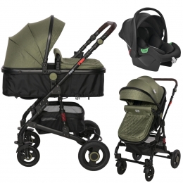 LorelliAlbaPremiumLodenGreen3-in-1CombiKinderwageninclSpiritAutostoel
