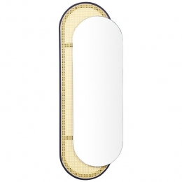Beliani-CREIL-Wandspiegel-Lichtbruin-Rotan