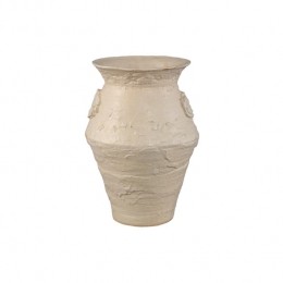 PTMDLeandraBeigeRoundCeramicJarRoughStructureL
