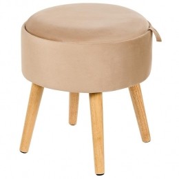 Beliani-NEELY-Hocker-Beige-Fluweel