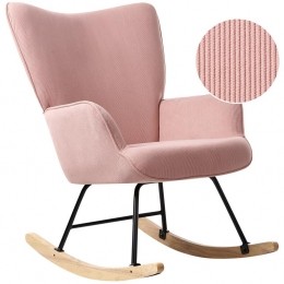 Beliani-ARSET-Schommelstoel-Roze-Boucl