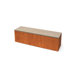 ModenaRechthoekigecortenstaalzitbankmetPadoukhoutL150xB40xH42cm-Geroba