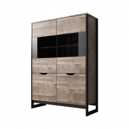 Meubella-VitrinekastAcasia-Grijs-Eiken-108cm