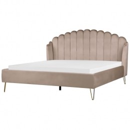 Beliani-AMBILLOU-Tweepersoonsbed-Taupe-180x200cm-Fluweel