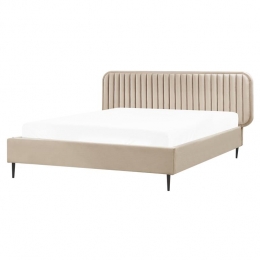 Beliani-BRIN-Tweepersoonsbed-Taupe-160x200cm-Fluweel
