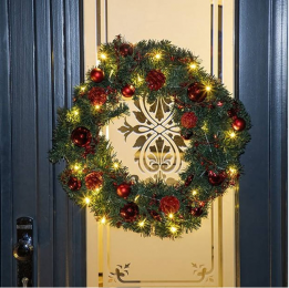 HaushaltKerstkrans-InclusieflampenKerstballen-60cm