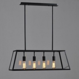 VintageIndustrileGlazenHanglampZwart4Lampen