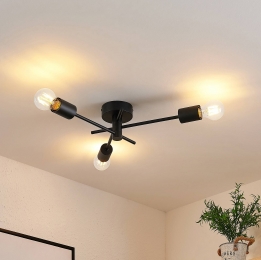 LindbyCerrosplafondlamp3-lampszwartmetaal