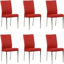 Setvan6RodelerenmoderneeetkamerstoelenComfort-ToledoLeerDucatiroodleer