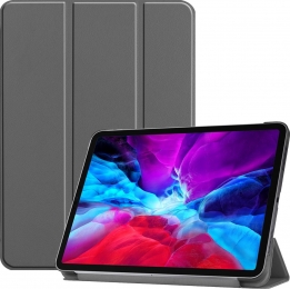 Hoozey-TablethoesgeschiktvoorAppleiPadPro129inch2022iPadPro1292021iPadPro1292020-Tri-FoldBookCase-MetAutoWakefunctie-Grijs