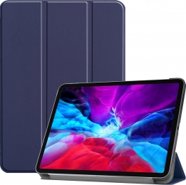 Hoozey-TablethoesgeschiktvoorAppleiPadPro129inch2022iPadPro1292021iPadPro1292020-Tri-FoldBookCase-MetAutoWakefunctie-Donkerblauw