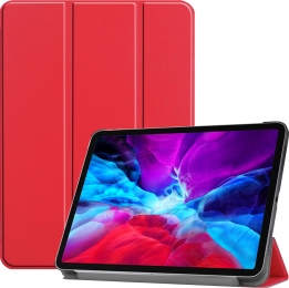 Hoozey-TablethoesgeschiktvoorAppleiPadPro129inch2022iPadPro1292021iPadPro1292020-Tri-FoldBookCase-MetAutoWakefunctie-Rood