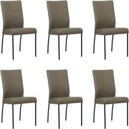 Setvan6GrijzelerenmoderneeetkamerstoelenComfort-ToledoLeerSmoggrijsleer