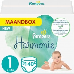 Pampers-Harmonie-Maat1-Maandbox-140luiers-25KGITALIAANS