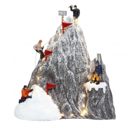 HikersClimbonMountaintopwithLEDpolyresin35cmSantaville-Santaville