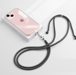 TelefoonkoordUniverseel-PhoneCord-VerstelbareTelefoonketting-Afneembaar-DonkerGrijs