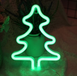 LEDNeonWandlampKerstboomOpBatterijenenUSB25x19x2cmGroen