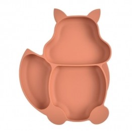 Dutsi-Siliconen-BabyKindBord-ZuignapBord-KoperBruin-Vosje