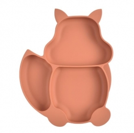 Dutsi-Siliconen-BabyKindBord-ZuignapBord-KoperBruin-Vosje