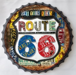 WanddecoratieBierdopKroonkurkGetYourKicksRoute66
