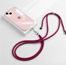 TelefoonkoordUniverseel-PhoneCord-VerstelbareTelefoonketting-Afneembaar-DonkerRood