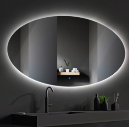 BWSBadkamerspiegelSparkOvalemetLEDverlichting90x140cm