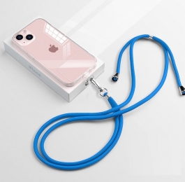 TelefoonkoordUniverseel-PhoneCord-VerstelbareTelefoonketting-Afneembaar-Blauw