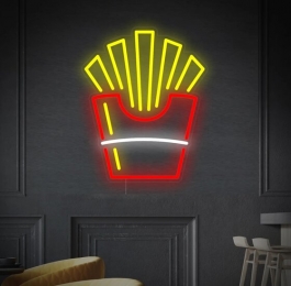 LEDNeonVerlichtingBordPatatFrietInclAdapter70x57cmRoodGeel