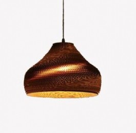 CaenHanglampVanKartonE27Fitting30x36cmBruin