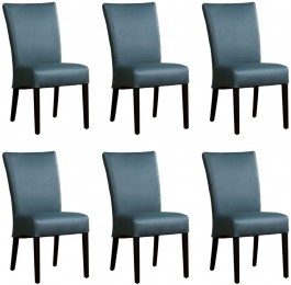 Setvan6BlauwelerenlandelijkeeetkamerstoelenJust-ToledoLeerWhaleblauwleer