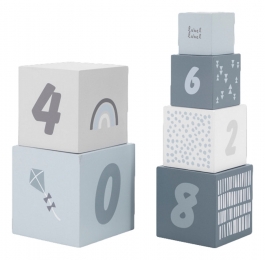 LabelLabelBlauwHoutenStapelblokken