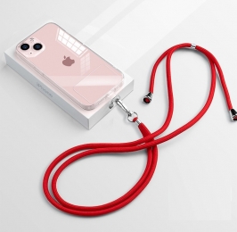 TelefoonkoordUniverseel-PhoneCord-VerstelbareTelefoonketting-Afneembaar-Rood