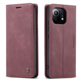 CaseMe-HoesjegeschiktvoorXiaomiMi11T-WalletBookCase-Magneetsluiting-Rood