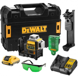 DeWALTDCE089D1G108VLi-IonAccuZelfnivellerende3x360MultilijnlaserSet1x20AhAccuInKoffer-30m-Groen