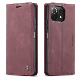 CaseMe-XiaomiMi11LiteHoesje-WalletBookCase-Magneetsluiting-DonkerRood