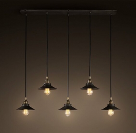 IndustrieelDesignHanglamp5KappenZwart